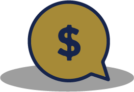 Speech bubble with a dollar sign